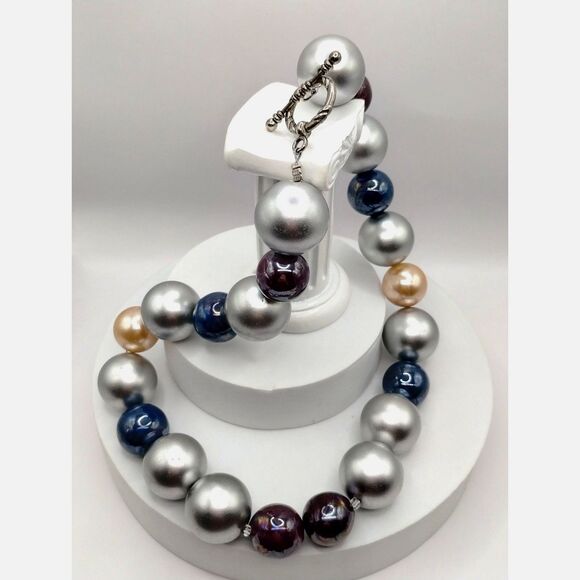 Vintage Natural Stone, Glass Beads, Mixed Medium Bracelet, Necklaces, 5 pieces - Picture 5 of 9